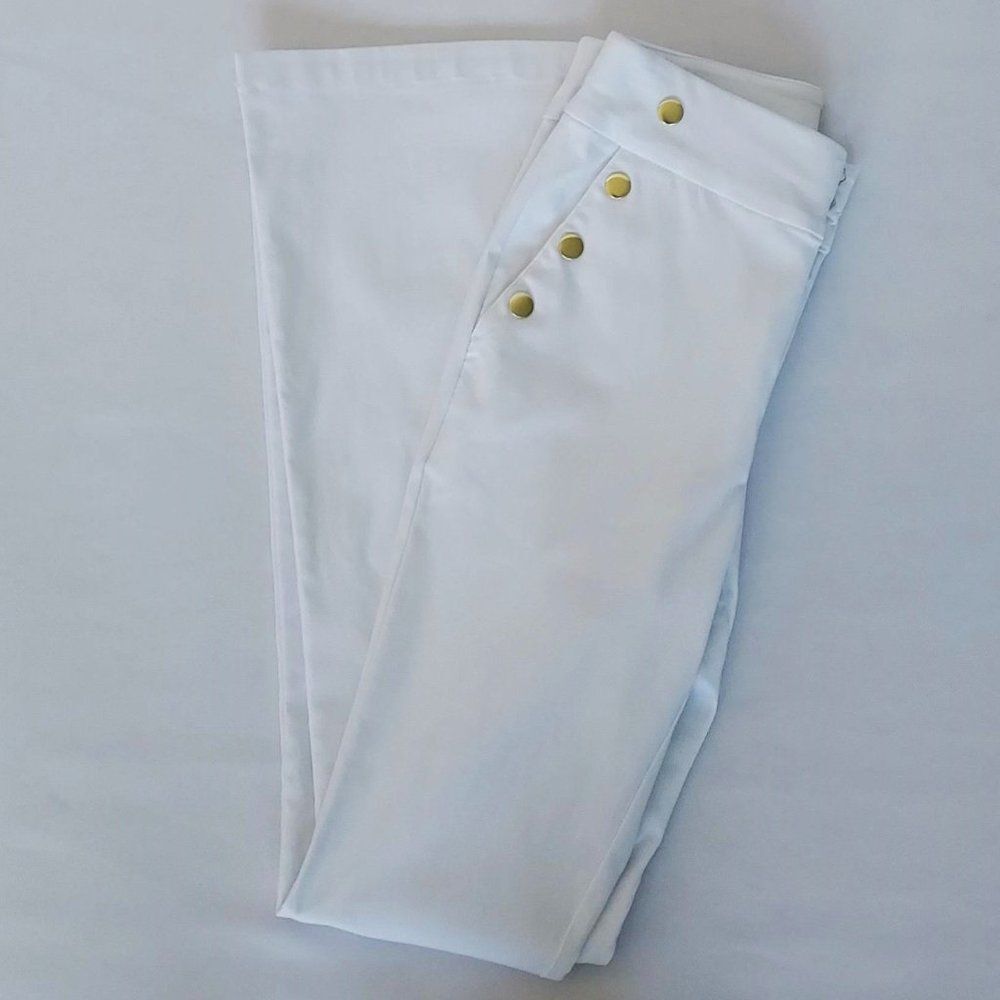 INC International Concepts Women's Button Detail Flared Pants White Size: XS